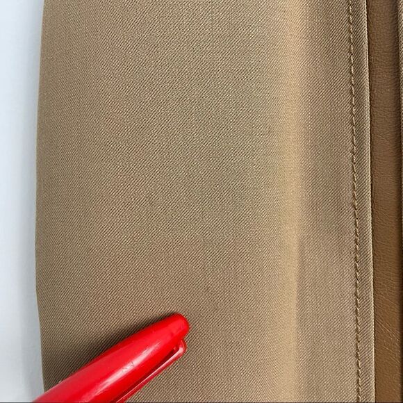 Gianfranco Ferre Tan Wool Blend Leather Trim Skirt Suit Sz 8 - Picture 16 of 16